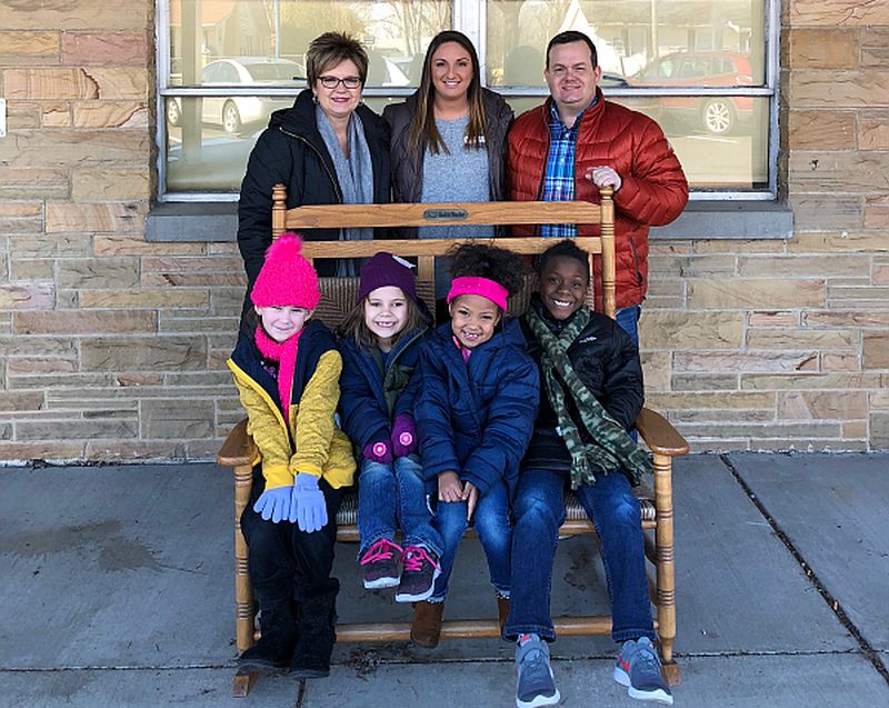 Bonnie Maples, Kayla Jones, Wade McGarity, with students from Inskip Elementary